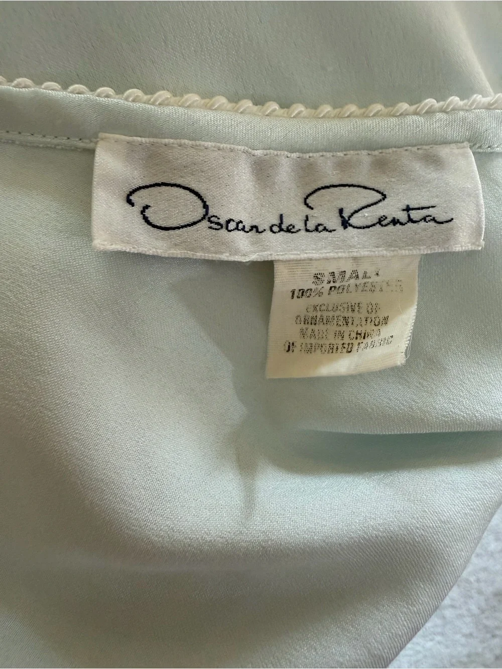 Oscar de la renta Satin-like Scoop-Neck Nightgown in sky-blue size small